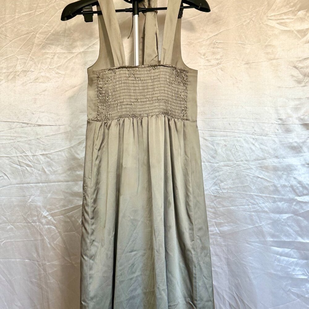 Show Me Your Mumu | Claire Midi Dress Moss Green Luxe Satin | Size L - Picture 4 of 6